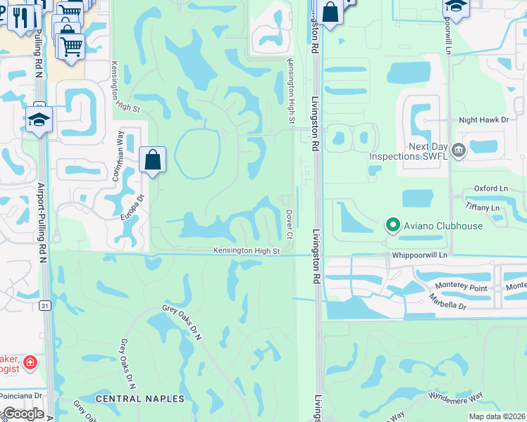 map of restaurants, bars, coffee shops, grocery stores, and more near 4770 Alberton Court in Naples