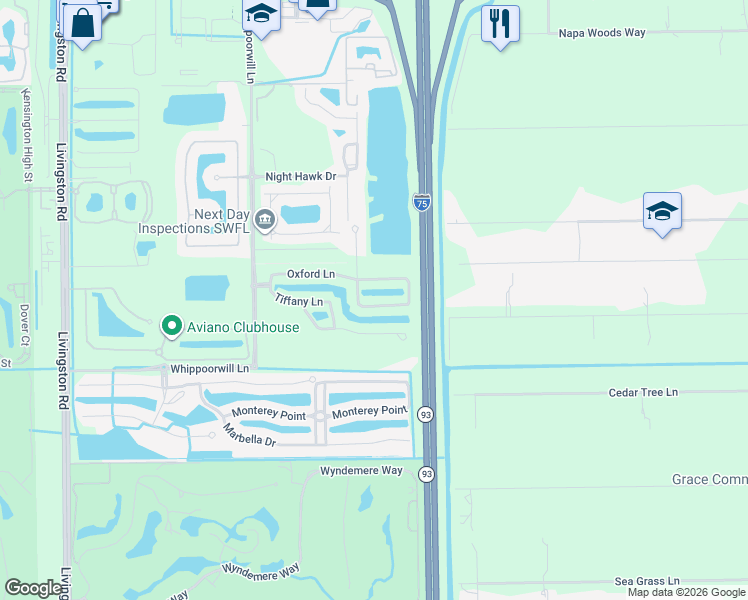map of restaurants, bars, coffee shops, grocery stores, and more near 972 Hampton Circle in Naples