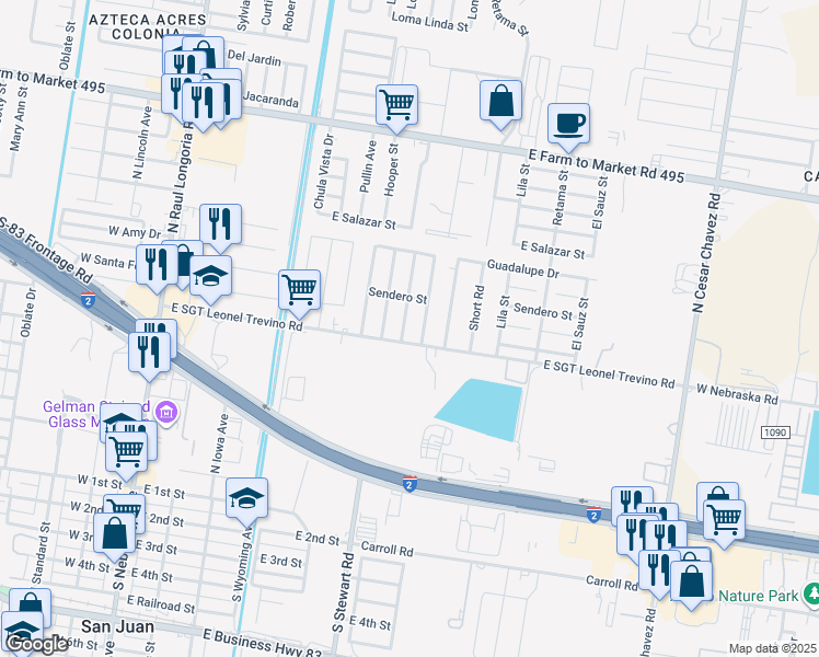 map of restaurants, bars, coffee shops, grocery stores, and more near 901 Paloma Drive in San Juan