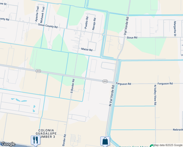 map of restaurants, bars, coffee shops, grocery stores, and more near 1025 Evaristo Gonzalez East in Alamo