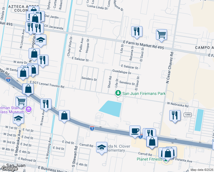 map of restaurants, bars, coffee shops, grocery stores, and more near 1010 Washingtonia Palm Avenue in San Juan