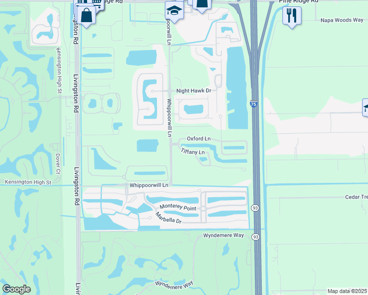 map of restaurants, bars, coffee shops, grocery stores, and more near 1455 Tiffany Lane in Naples