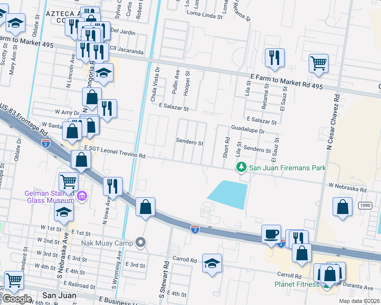 map of restaurants, bars, coffee shops, grocery stores, and more near 1005 Del Monte Drive in San Juan