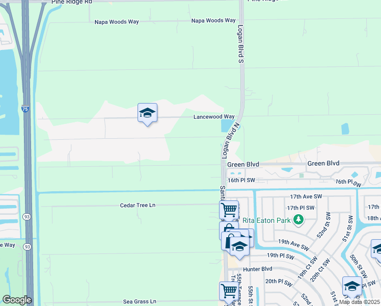 map of restaurants, bars, coffee shops, grocery stores, and more near 5691 Green Boulevard in Naples