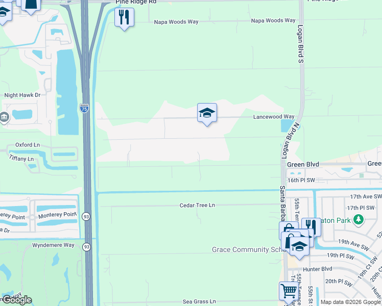 map of restaurants, bars, coffee shops, grocery stores, and more near 5983 Green Boulevard in Naples