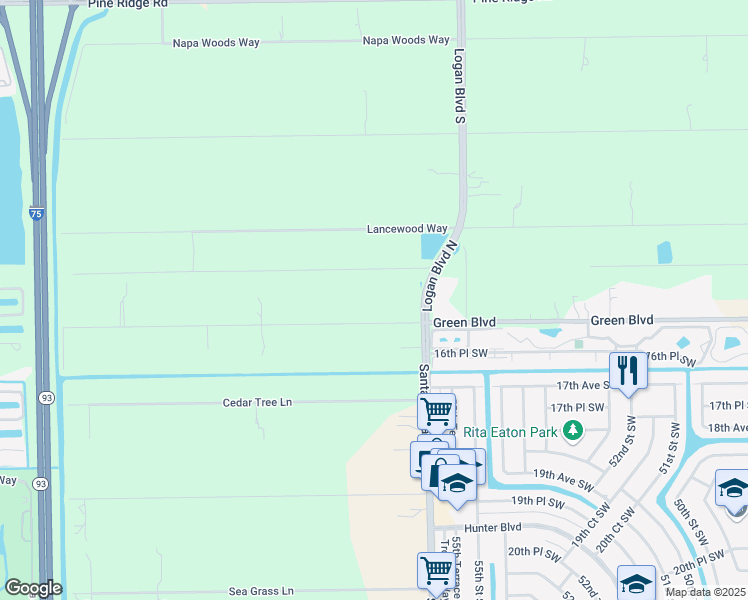 map of restaurants, bars, coffee shops, grocery stores, and more near 5691 Green Boulevard in Naples