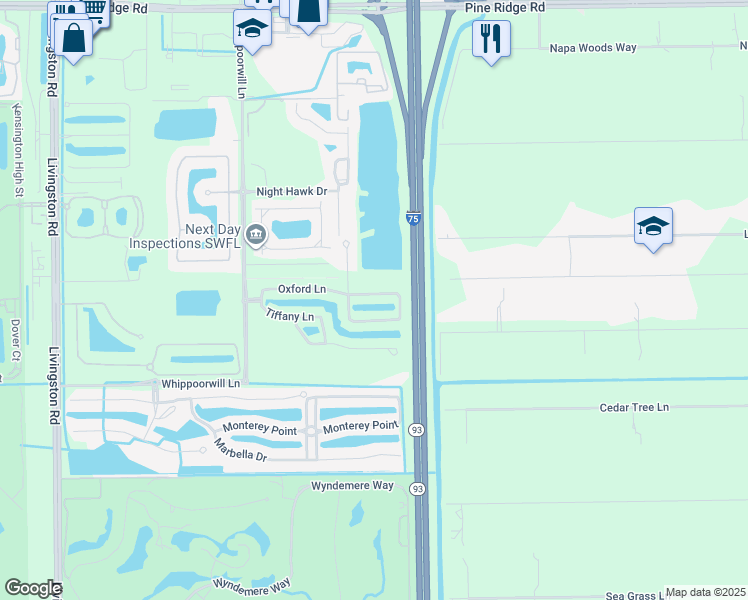map of restaurants, bars, coffee shops, grocery stores, and more near 807 Hampton Circle in Naples