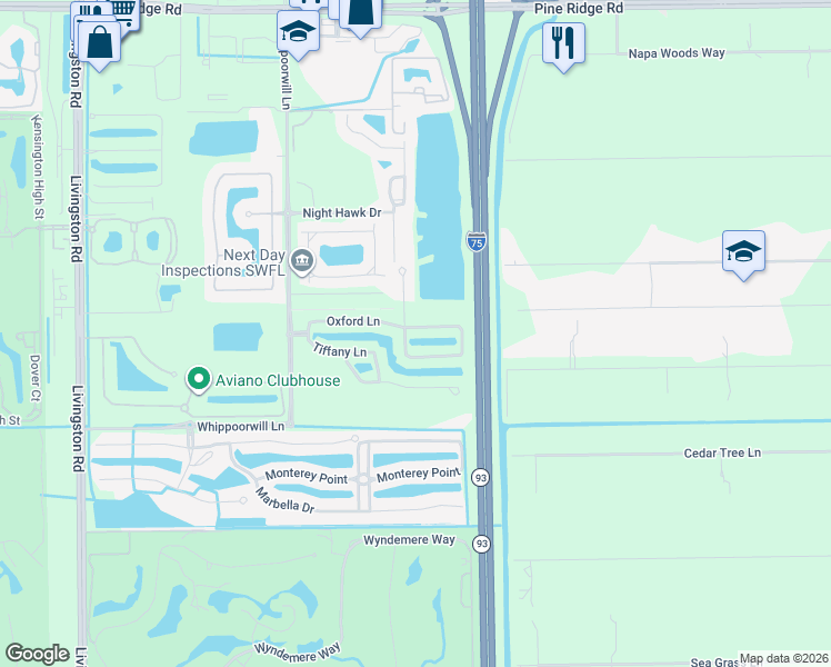 map of restaurants, bars, coffee shops, grocery stores, and more near 807 Hampton Circle in Naples