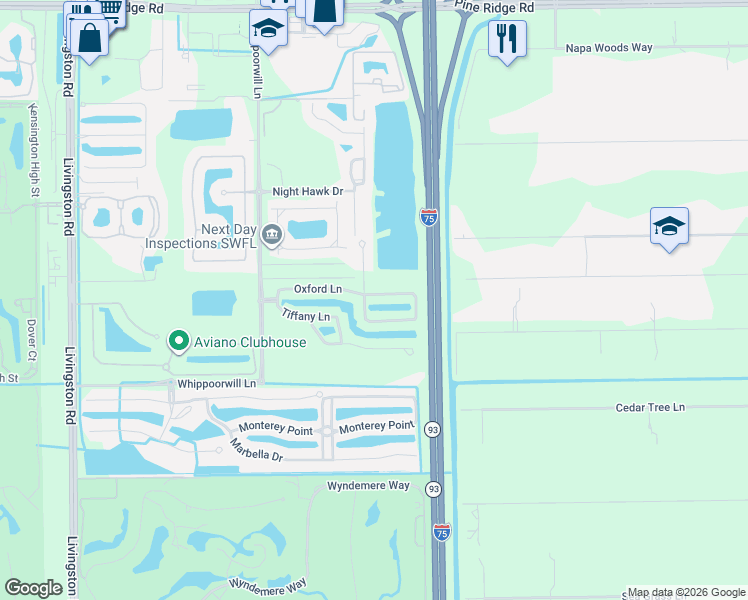 map of restaurants, bars, coffee shops, grocery stores, and more near 779 Hampton Circle in Naples