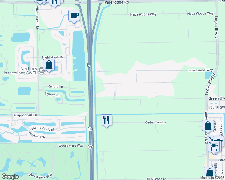 map of restaurants, bars, coffee shops, grocery stores, and more near 6195 Green Boulevard in Naples