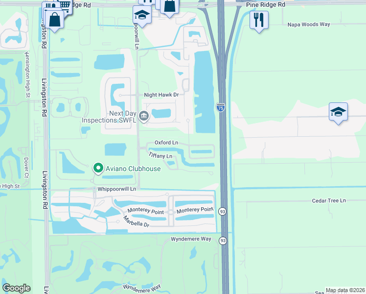 map of restaurants, bars, coffee shops, grocery stores, and more near 1096 Oxford Lane in Naples