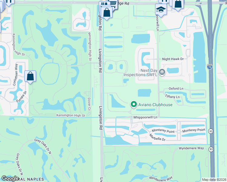 map of restaurants, bars, coffee shops, grocery stores, and more near 12675 Biscayne Court in Naples
