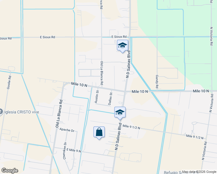 map of restaurants, bars, coffee shops, grocery stores, and more near 1707 Mile 10 North in Donna