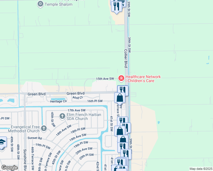 map of restaurants, bars, coffee shops, grocery stores, and more near 4116 15th Avenue Southwest in Naples