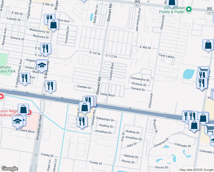 map of restaurants, bars, coffee shops, grocery stores, and more near 105 Kimberly Street in Mission