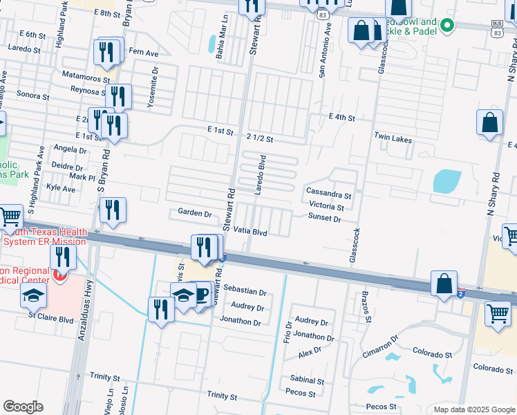 map of restaurants, bars, coffee shops, grocery stores, and more near 100 New Orleans Street in Mission