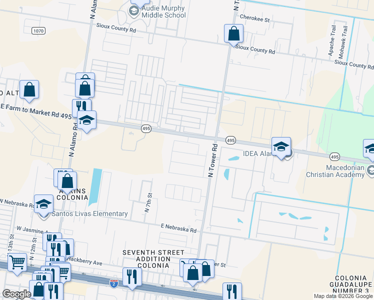map of restaurants, bars, coffee shops, grocery stores, and more near 520 Elena Lane in Alamo