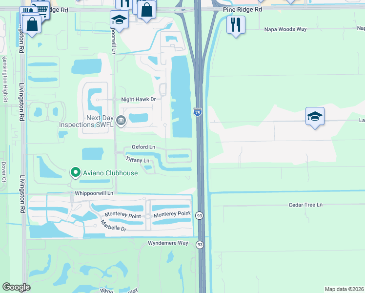 map of restaurants, bars, coffee shops, grocery stores, and more near 840 Hampton Circle in Naples