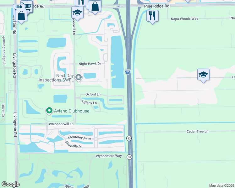 map of restaurants, bars, coffee shops, grocery stores, and more near 807 Hampton Circle in Naples