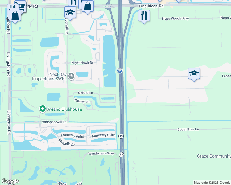 map of restaurants, bars, coffee shops, grocery stores, and more near 884 Hampton Circle in Naples