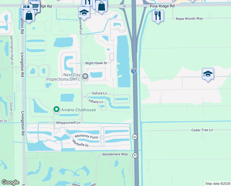 map of restaurants, bars, coffee shops, grocery stores, and more near 807 Hampton Circle in Naples