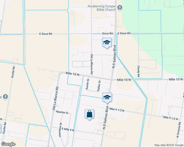 map of restaurants, bars, coffee shops, grocery stores, and more near 4366 Old La Blanca Road in Donna
