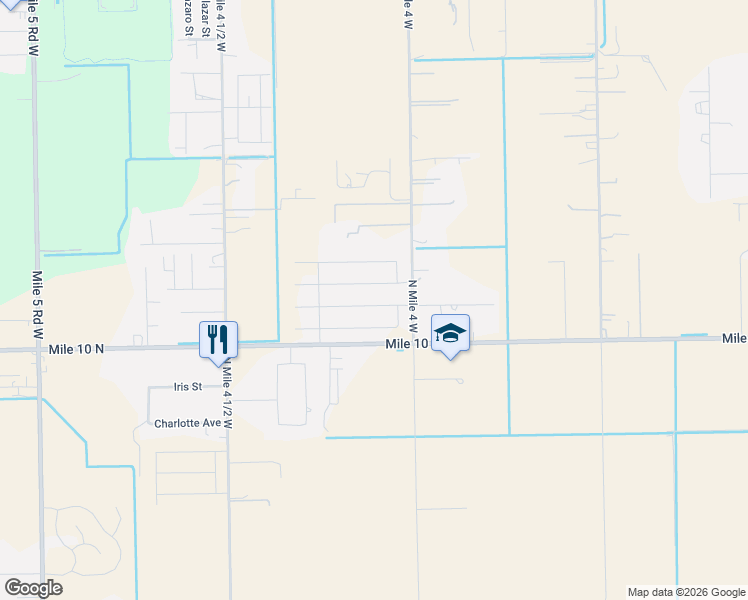 map of restaurants, bars, coffee shops, grocery stores, and more near 1502 Mile 10 North in Weslaco