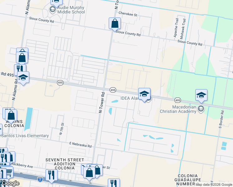 map of restaurants, bars, coffee shops, grocery stores, and more near 423 Northcutt Drive in Alamo