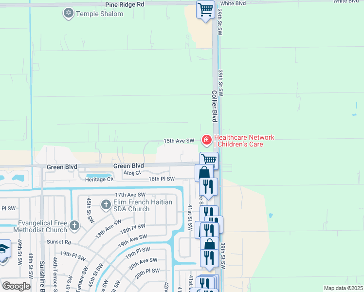 map of restaurants, bars, coffee shops, grocery stores, and more near 4116 15th Avenue Southwest in Naples