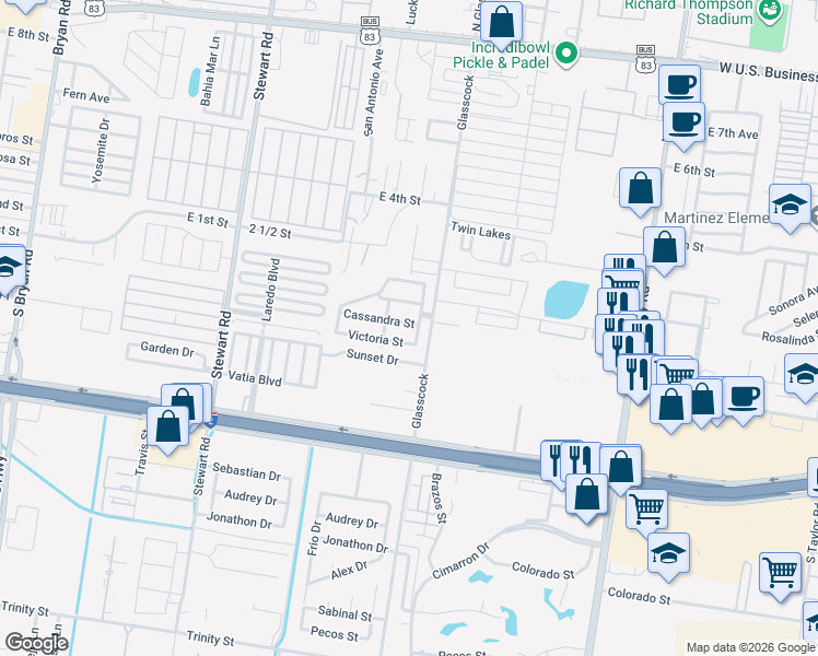 map of restaurants, bars, coffee shops, grocery stores, and more near 1909 Victoria Square in Mission