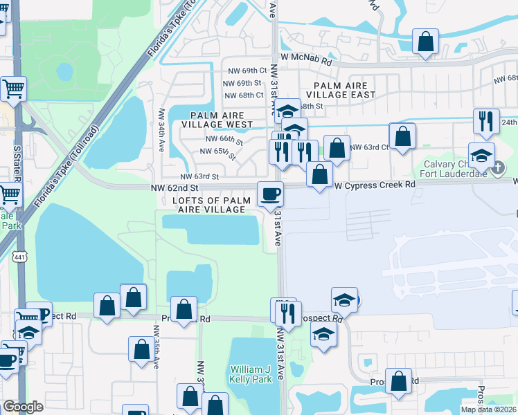 map of restaurants, bars, coffee shops, grocery stores, and more near 6057 Northwest 31st Avenue in Fort Lauderdale