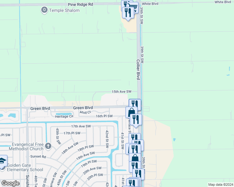 map of restaurants, bars, coffee shops, grocery stores, and more near 4116 15th Avenue Southwest in Naples