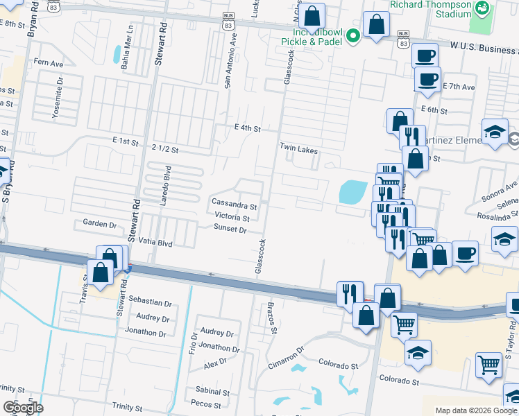 map of restaurants, bars, coffee shops, grocery stores, and more near 1906 Rosalinda Street in Mission
