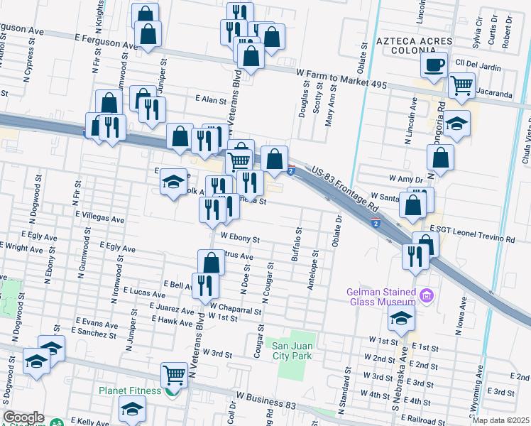 map of restaurants, bars, coffee shops, grocery stores, and more near 706 Alameda Street in San Juan