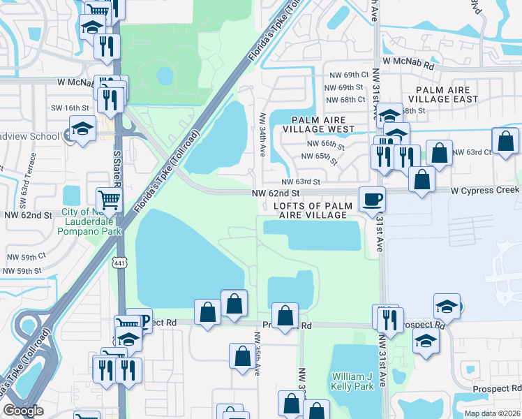 map of restaurants, bars, coffee shops, grocery stores, and more near 6191 Northwest 34th Terrace in Fort Lauderdale