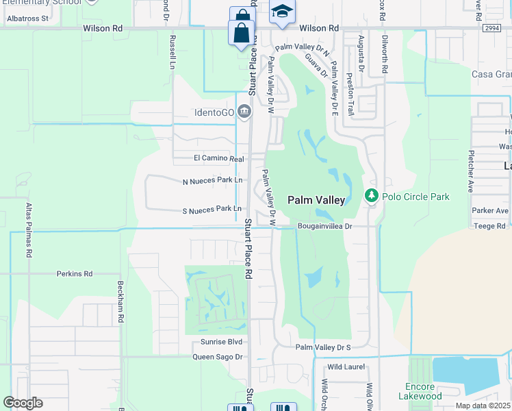 map of restaurants, bars, coffee shops, grocery stores, and more near 5650 Sam Snead Drive in Harlingen