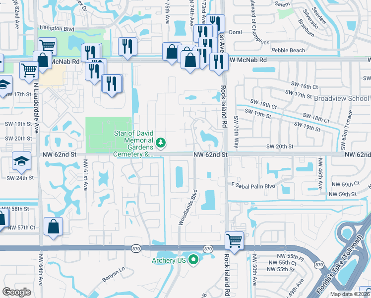 map of restaurants, bars, coffee shops, grocery stores, and more near 2019 Winners Circle in North Lauderdale