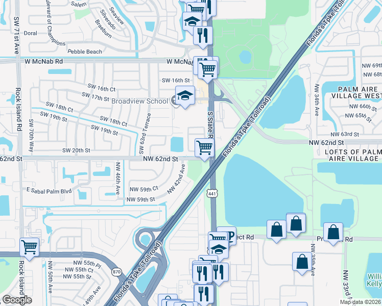 map of restaurants, bars, coffee shops, grocery stores, and more near 6041 Southwest 19th Place in North Lauderdale