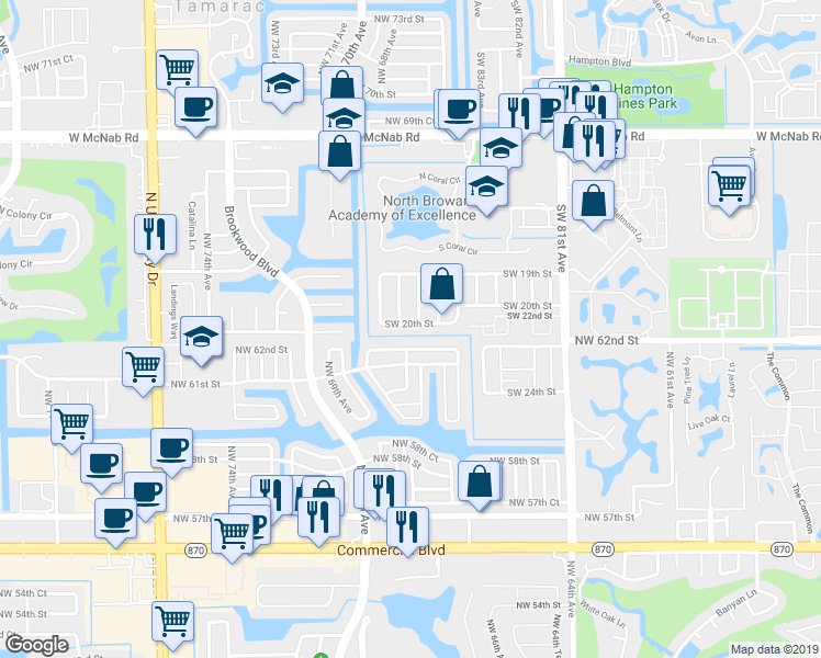 map of restaurants, bars, coffee shops, grocery stores, and more near 2003 Southwest 86th Avenue in North Lauderdale