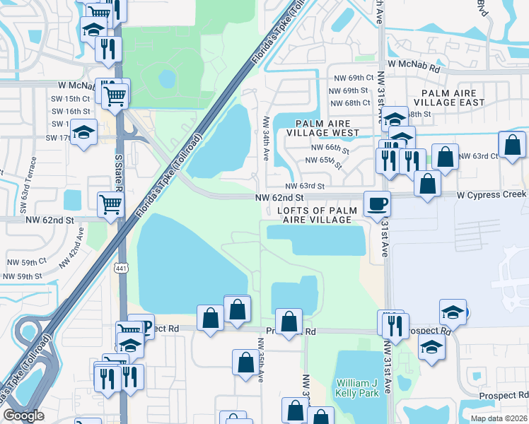 map of restaurants, bars, coffee shops, grocery stores, and more near 6191 Northwest 34th Terrace in Fort Lauderdale