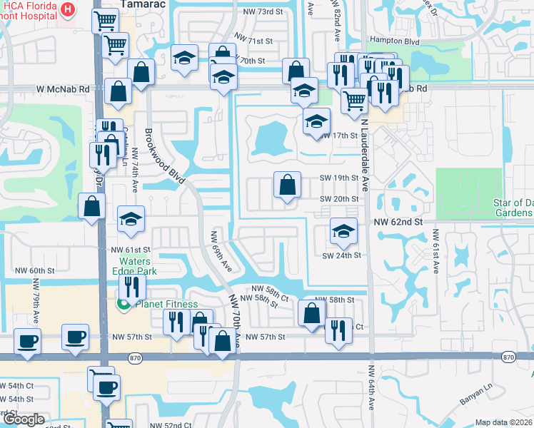 map of restaurants, bars, coffee shops, grocery stores, and more near 2003 Southwest 86th Avenue in North Lauderdale