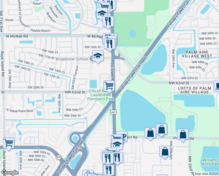 map of restaurants, bars, coffee shops, grocery stores, and more near 6041 Southwest 19th Place in North Lauderdale