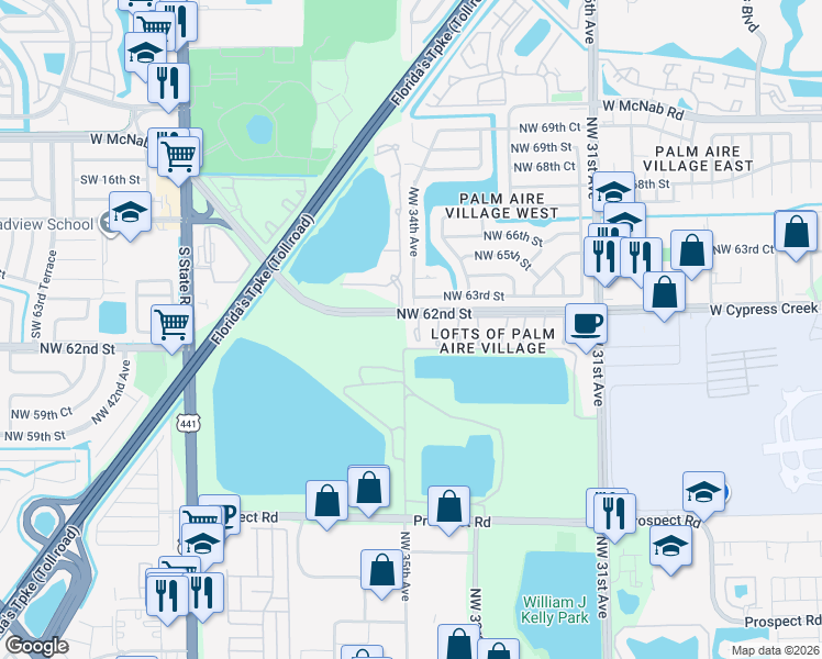 map of restaurants, bars, coffee shops, grocery stores, and more near 6191 Northwest 34th Terrace in Fort Lauderdale