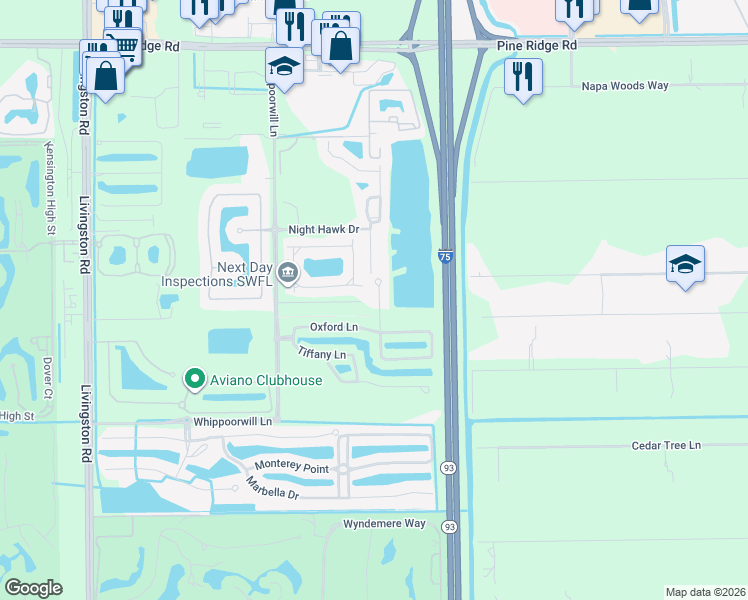 map of restaurants, bars, coffee shops, grocery stores, and more near 1047 Albany Court in Naples