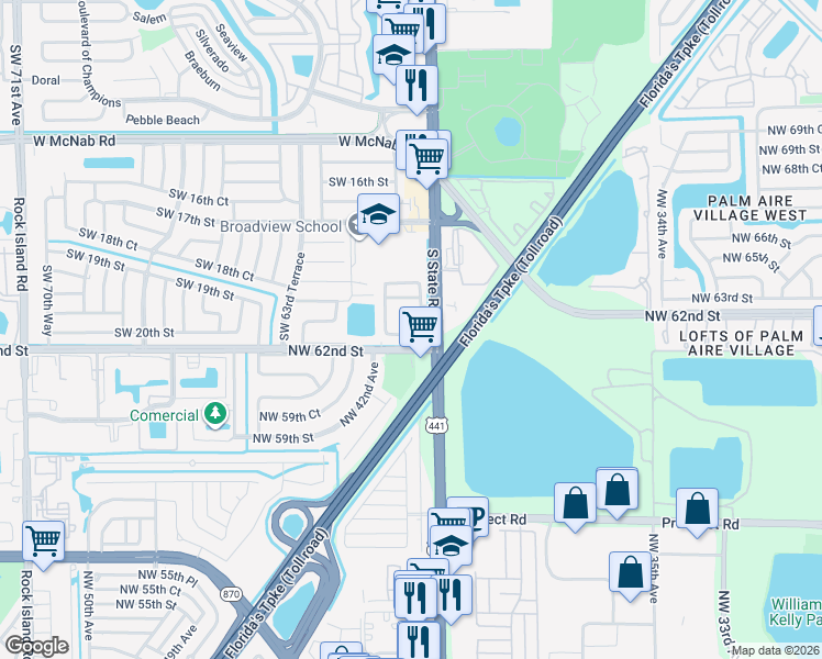 map of restaurants, bars, coffee shops, grocery stores, and more near 6041 Southwest 19th Place in North Lauderdale