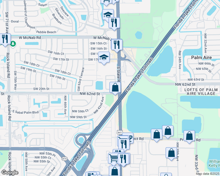 map of restaurants, bars, coffee shops, grocery stores, and more near 6041 Southwest 19th Place in North Lauderdale