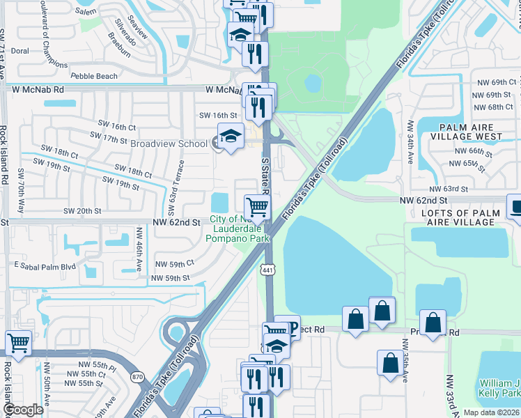 map of restaurants, bars, coffee shops, grocery stores, and more near 6041 Southwest 19th Place in North Lauderdale