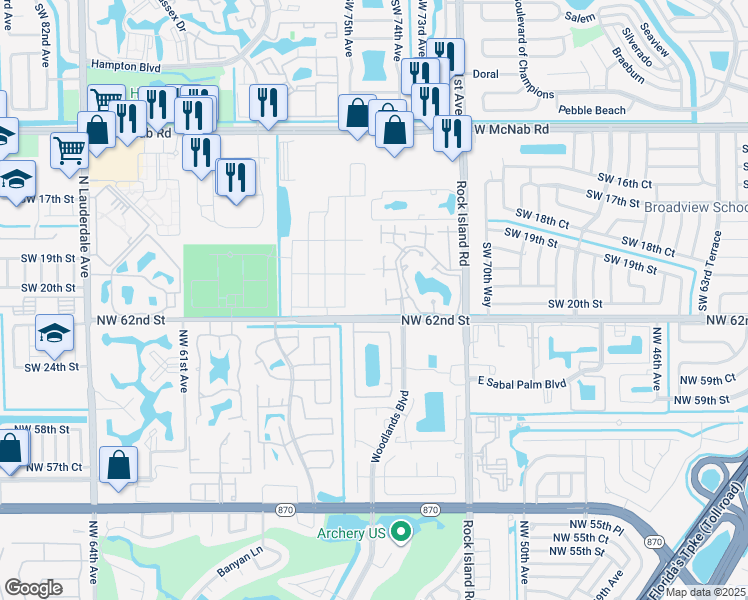 map of restaurants, bars, coffee shops, grocery stores, and more near 2041 Winners Circle in North Lauderdale