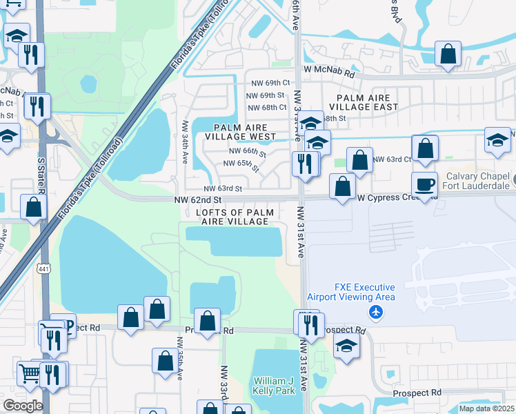 map of restaurants, bars, coffee shops, grocery stores, and more near 6191 Northwest 31st Way in Fort Lauderdale