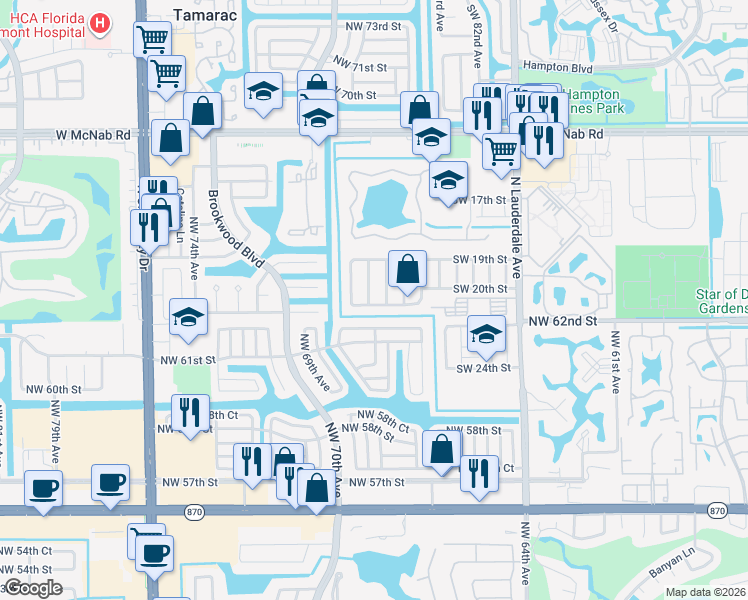 map of restaurants, bars, coffee shops, grocery stores, and more near 2003 Southwest 86th Avenue in North Lauderdale